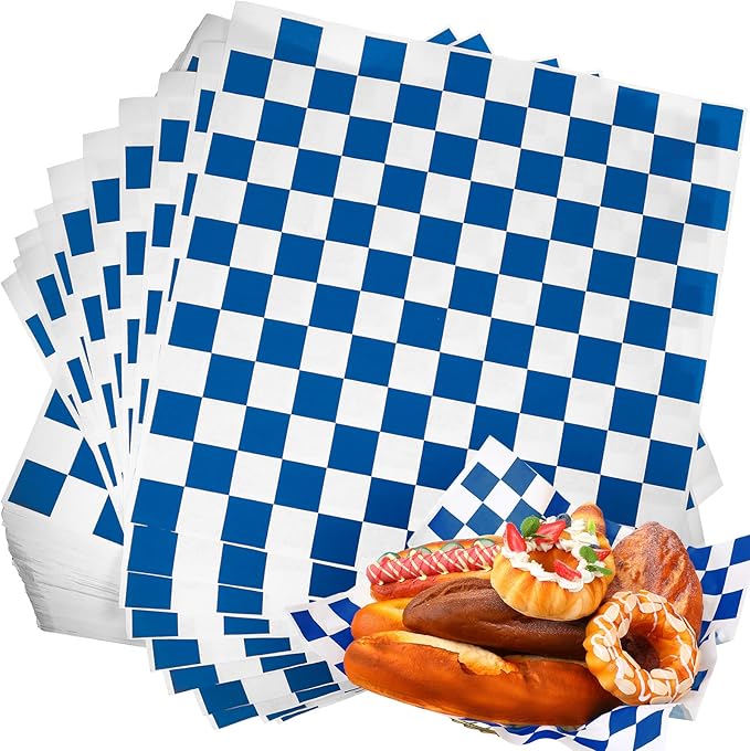 Honeydak 600 Pcs Sandwich Wrapping Paper Sheet 15x15 Checkered Food Wax Sheets Parchment Burgers