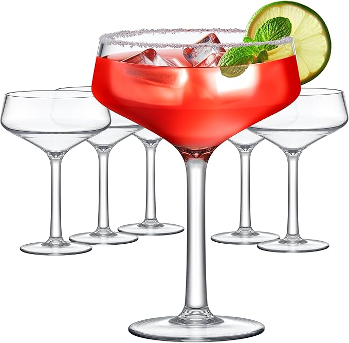 Amazing Abby - Courtney - 12-Ounce Plastic Coupe Glasses (Set of 6), Martini Glasses, Champagne