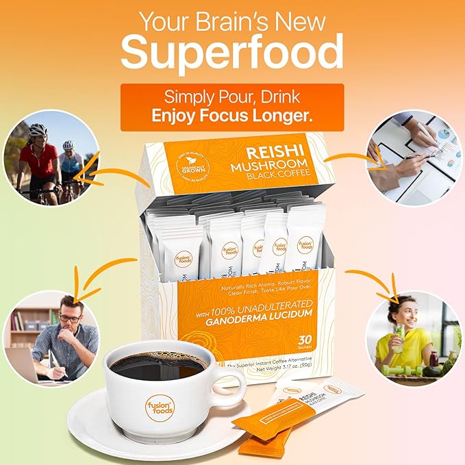 Reishi Mushroom Black Coffee by fusion foods™ | All Natural Unadulterated Reishi Mushroom Ganoderma