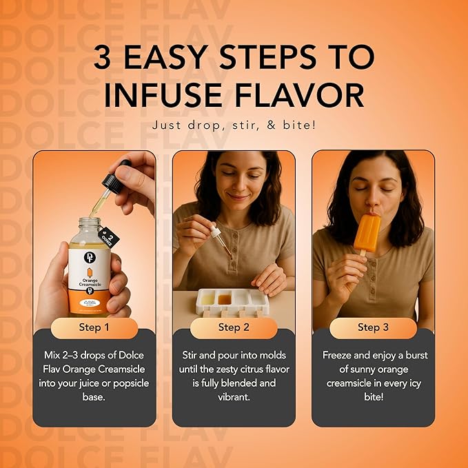 Dolce Flav Orange Creamsicle Extract - 8 Ounce Oil-Soluble Multipurpose Flavoring Ideal for Candy