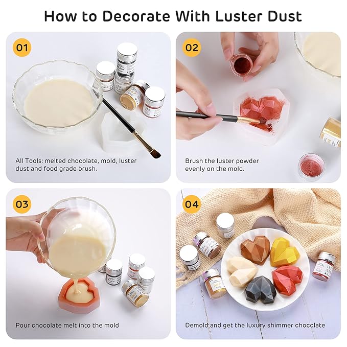 Nomeca Edible Luster Dust, 8 Grams Food Grade Gold Cake Dust Metallic Shimmer Christmas Food