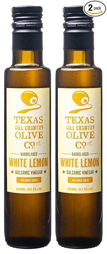 White Lemon Balsamic Vinegar - Gourmet Barrel Aged Infused Balsamic Vinegar - Great for Dressing