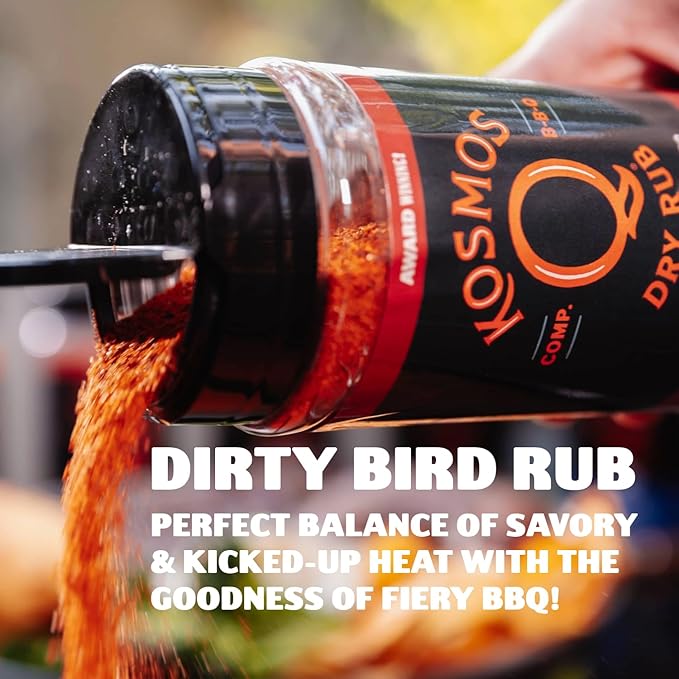 Kosmos Q Hot Dirty Bird BBQ Dry Rub, Spicy Seasoning with Chili Pepper, Brown Sugar, Garlic & Onion