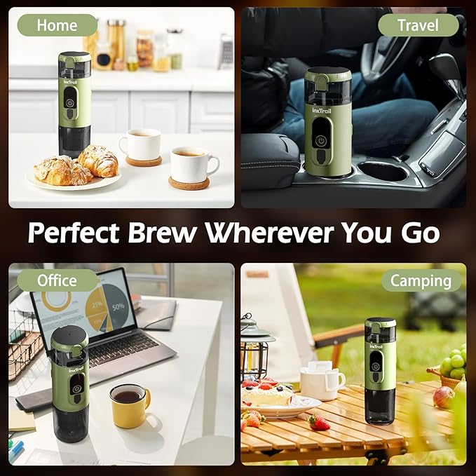 InkTrail Portable Electric Espresso Machine,Travel Coffee Maker for Camping, Self-Heating with