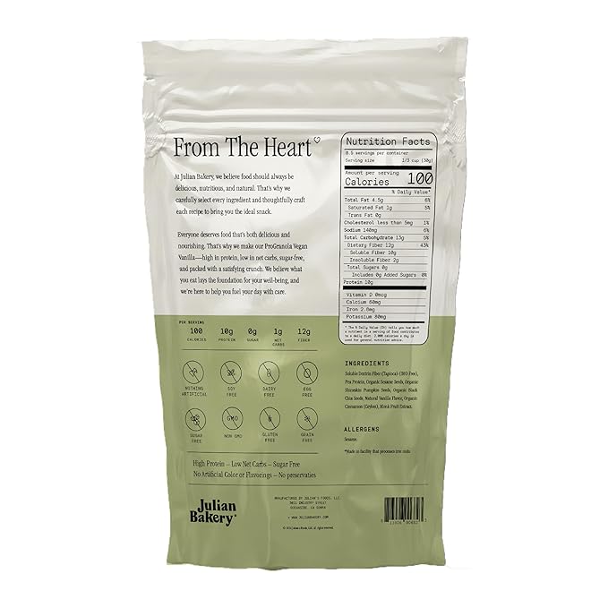 Julian Bakery® ProGranola® Cereal | Vegan | Vanilla Cluster | 10g Protein | 1 Net Carb |