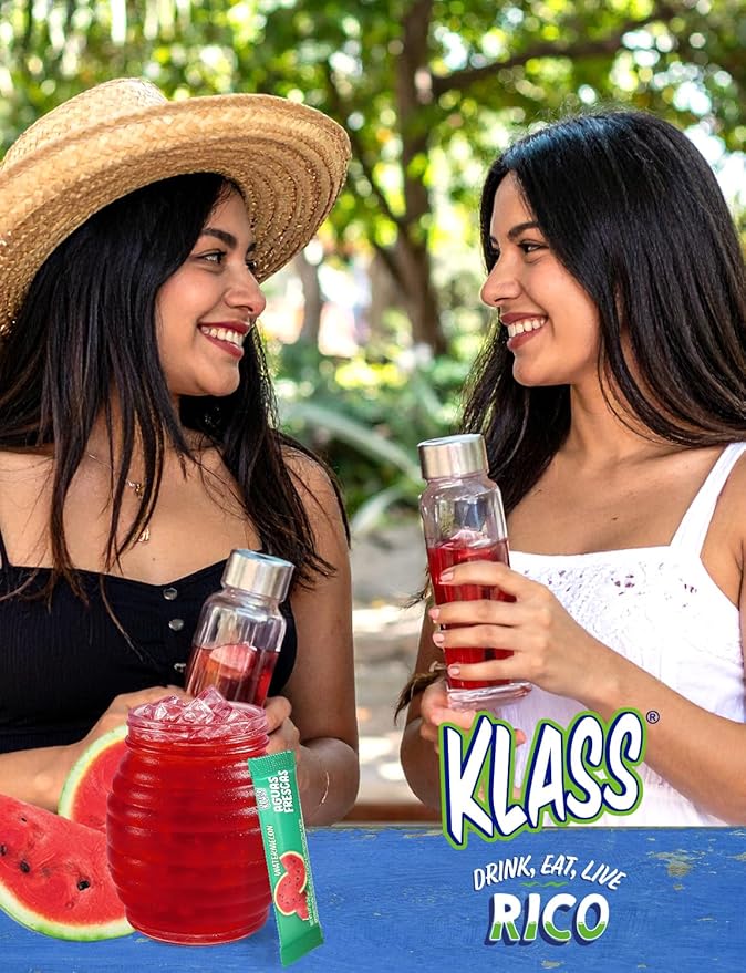 Klass Aguas Frescas | Drink Mix Packets | Watermelon Flavored | Sugar Free On-The-Go Packets, Low