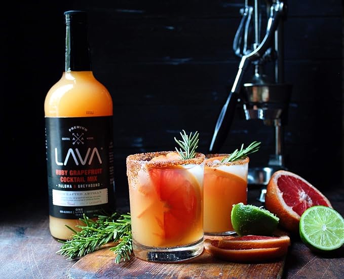 LAVA Premium Skinny Paloma Mix Craft Cocktail Mixer, Ruby Red Grapefruit Juice, Key Lime Juice, Low