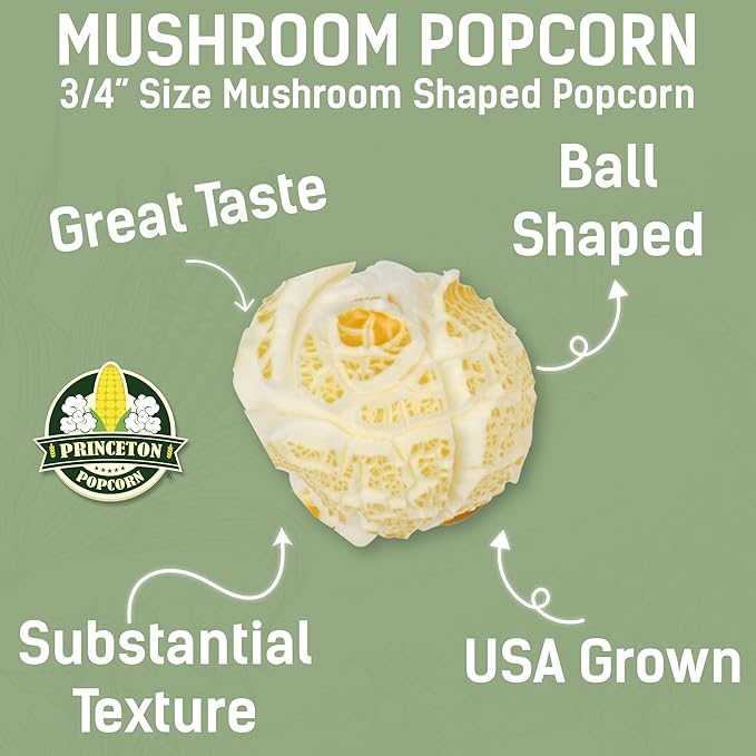 Princeton Popcorn Mushroom Popcorn Kernels - Farmer Direct, Non-GMO, Gluten Free, Un-Popped, Ball