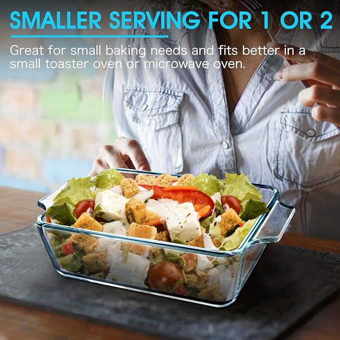 Glass Casserole Dish With Lid, Mini-1 QT (5.7in x 7in) Glass Baking Dishes for Oven, Single Serving