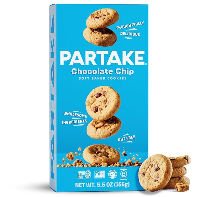 Partake Gluten Free Soft Baked Chocolate Chip Cookies - Vegan - Free From the Top 9 Allergens