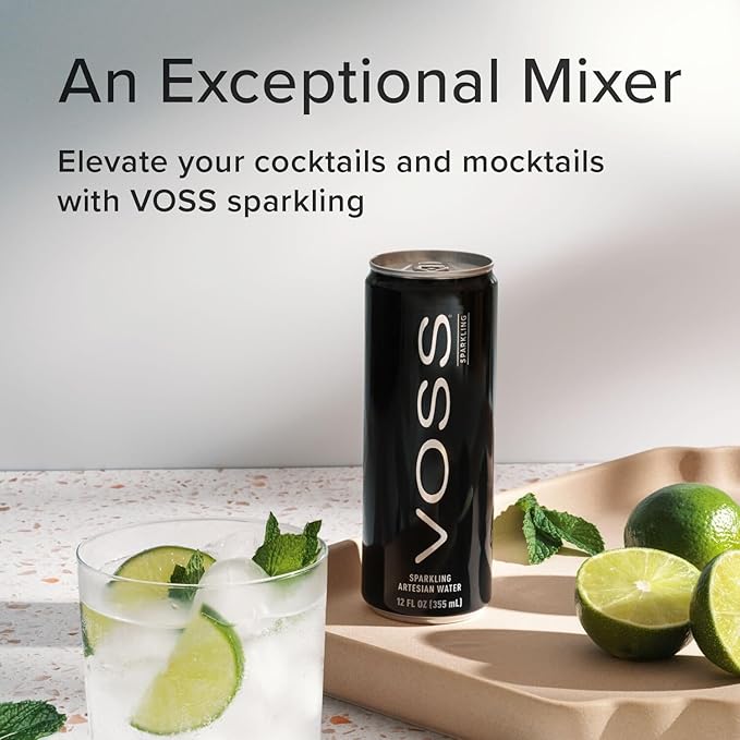 VOSS Artesian Sparkling Water Cans - 3 Pack of 8 – 24 Slim Cans - Pure Carbonated Water Refreshment