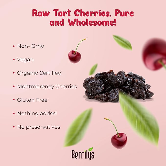 Berrilys Organic Unsweetened Pitted Dried Tart Cherries (5 lb) - No Sugar Added, Perfect for