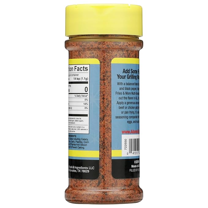 Adam's Seasonings 3.5-6oz Container (Pack of 3) Choose Flavor Below (Burgers Fries & More 5.54oz)