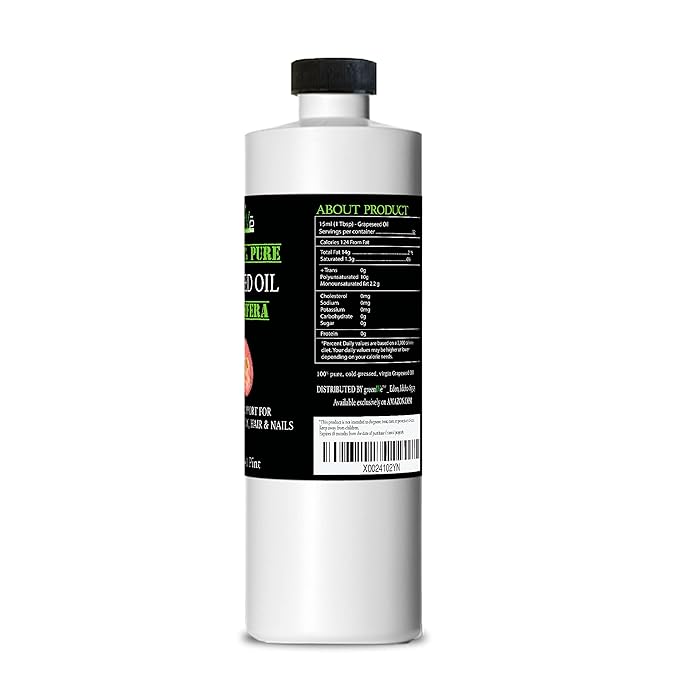 GreenIVe Grapeseed Oil Organically Grown 100% Pure Cold Pressed Light Flavor High Tempurature