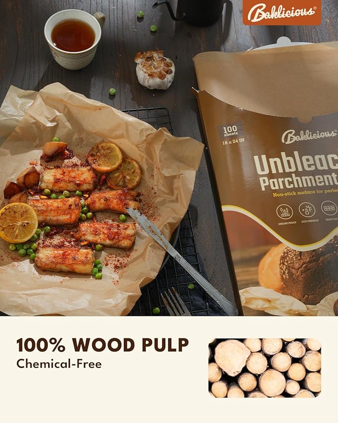 16x24 inch Unbleached Heavy Duty Parchment Paper Sheets, 100Pcs Precut Non-Stick Full Parchment