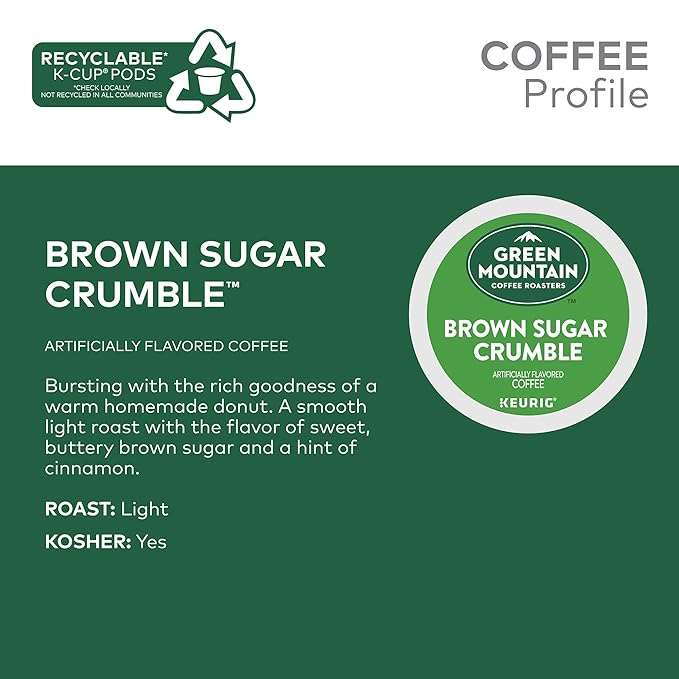 Green Mountain Coffee Roasters Brown Sugar Crumble Keurig Single-Serve K-Cup pods, Medium Roast