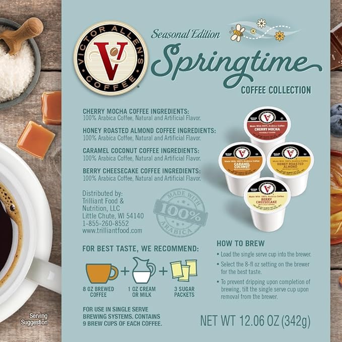 Victor Allen's Coffee Springtime Coffee Variety Pack, Medium Roast, 36 Count, Single Serve Coffee