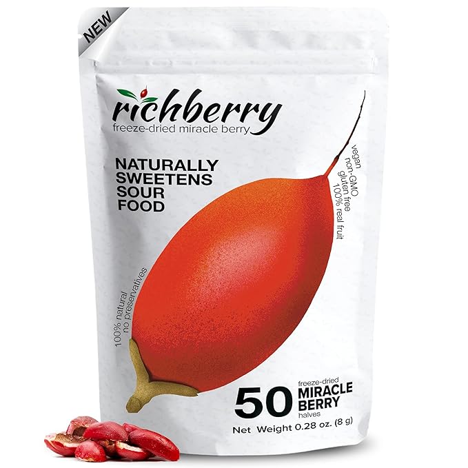 Miracle Berry by richberry, 50-Halves, Freeze Dried Premium Fruits, 100% Real Fruit, No