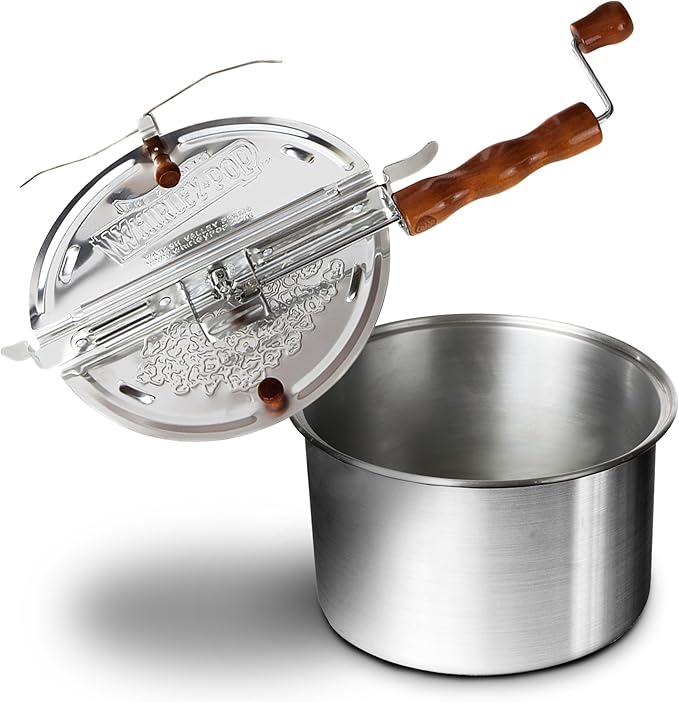 Original Whirley Pop Popcorn Maker - 6 Quart Stovetop Popcorn Popper With Four Popping Kits
