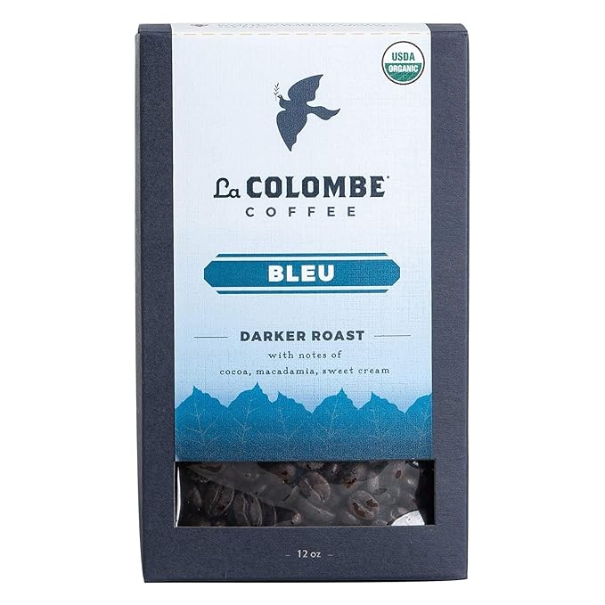 La Colombe Bleu Organic Dark Roast Whole Bean Coffee - Notes of Cocoa, Macadamia & Sweet Cream, 12