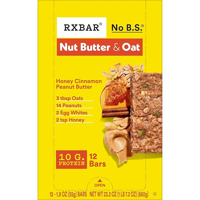 RXBAR Nut Butter and Oat Protein Bars, Protein Snacks, Snack Bars, Honey Cinnamon Peanut Butter