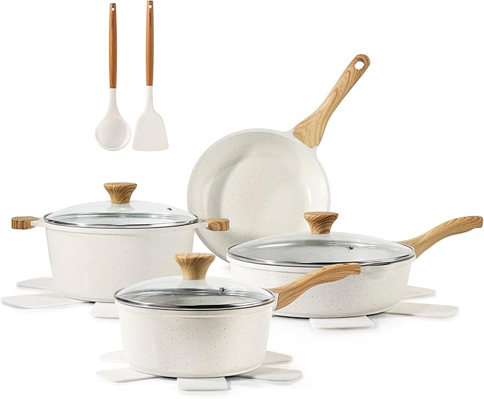 SENSARTE Nonstick Ceramic Cookware Set 13-Piece, Healthy Pots and Pans Set, Non-toxic Kitchen