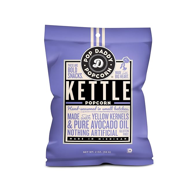 Pop Daddy Flavored Popcorn Gourmet, Kettle Flavor Popped Popcorn, Hand Seasoned Ruby Red Kernels