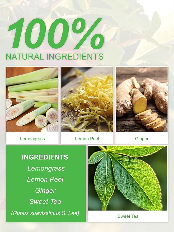 TeeLux Lemon Ginger Herbal Tea, Refreshing Lemon with Spicy Ginger Root & Zesty Lemongrass