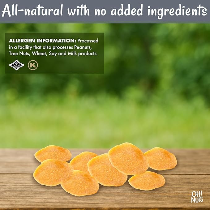 Oh! Nuts Dried Apricot Luscious Natural - 1 lb - Dried Fruit Discs - Sweetened Thin Apricot Slices