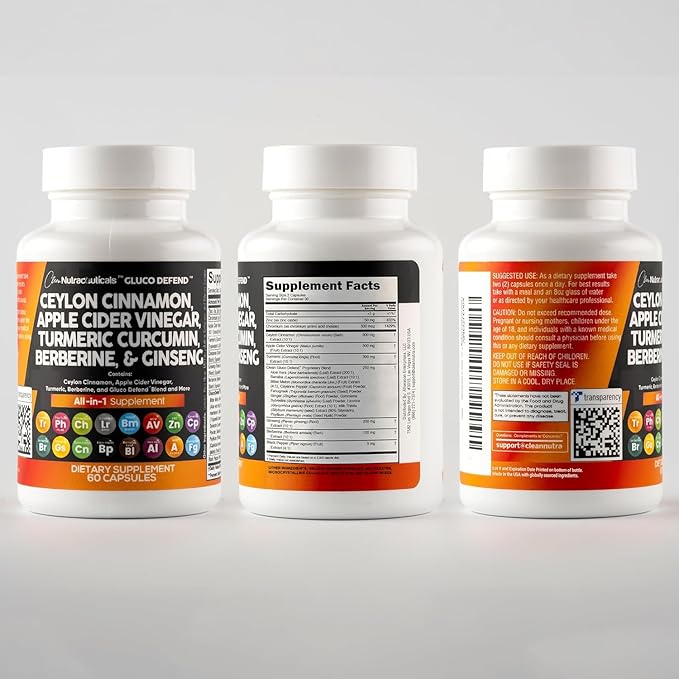 Clean Nutraceuticals Ceylon Cinnamon Turmeric Apple Cider Vinegar Ginseng Berberine Plus Bitter