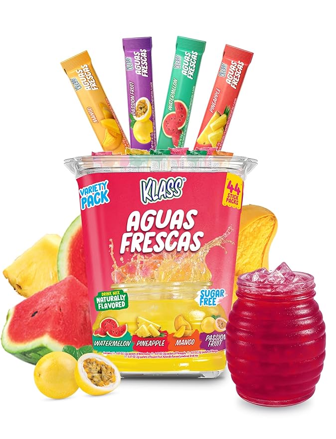 Klass Aguas Frescas Powdered Drink Mix | 44 Sugar Free Powder Packets | Flavors - Mango Watermelon