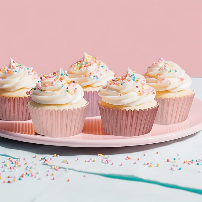 Whaline 600Pcs Dusty Pink Cupcake Liners Dusty Pink Gradient Color Baking Cups Holders Dusty Rose