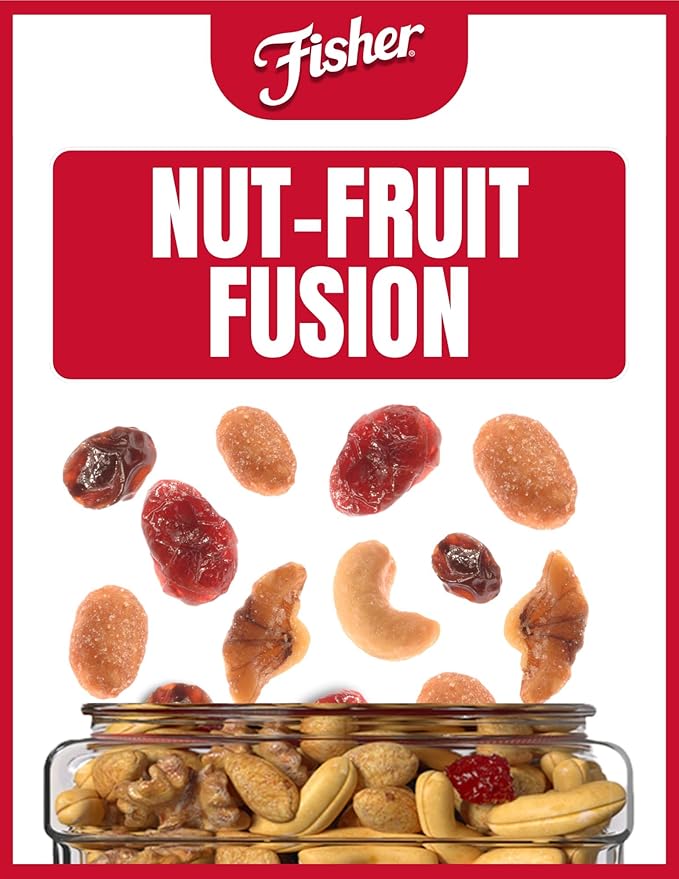 Fisher Snack Sweet Nut Bulk Trail Mix, 38 oz (Pack of 1), Honey Roasted Peanuts, Raisins, Frosted
