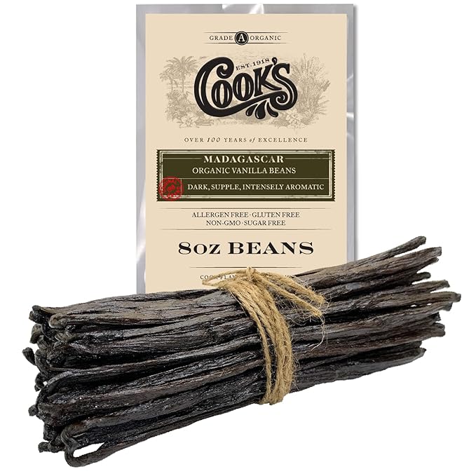 8 oz (1/2 lb) Organic Madagascar Whole Vanilla Beans, Grade A Vanilla Pods, Premium Vanilla Beans
