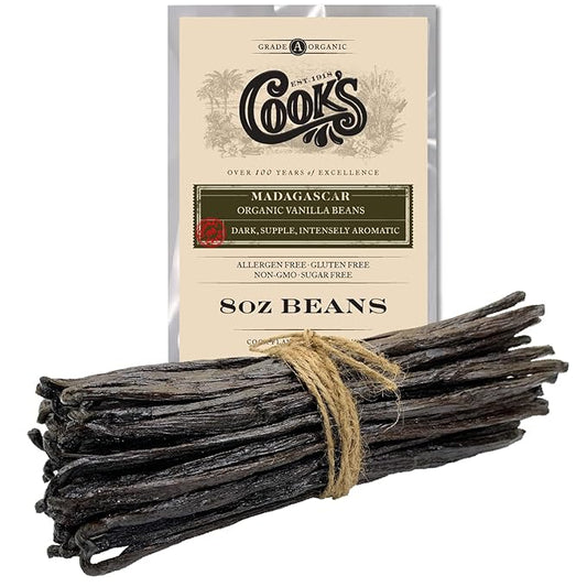 8 oz (1/2 lb) Organic Madagascar Whole Vanilla Beans, Grade A Vanilla Pods, Premium Vanilla Beans
