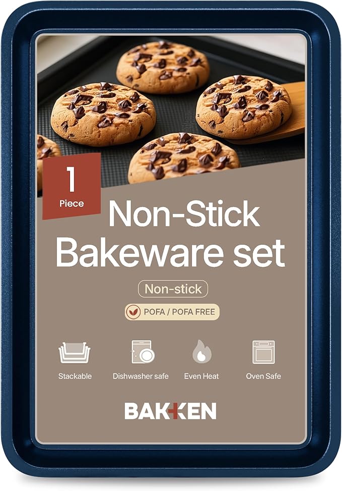 BAKKEN Kitchen Baking Pans - Nonstick Blue Coating, 13.58’’ × 9.65’’ Commercial Grade Carbon Steel