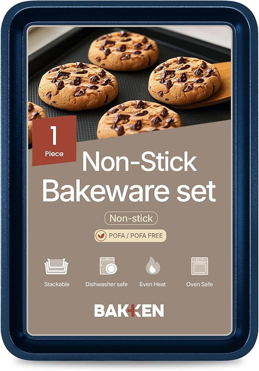 BAKKEN Kitchen Baking Pans - Nonstick Blue Coating, 13.58’’ × 9.65’’ Commercial Grade Carbon Steel