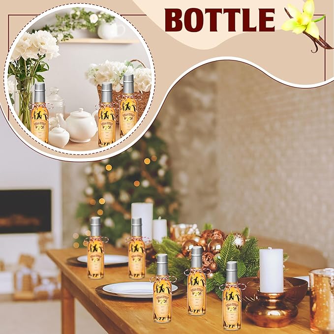 Tioncy 16 Pcs Vanilla Extract Bottles for Homemade Vanilla Jar Glass Bottle with Cap, Shrink Band