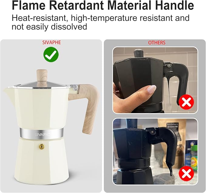 Sivaphe Aluminum Moka Pot 9 Espresso Cups, Percolator Espresso and Coffee Maker, Portable Stovetop