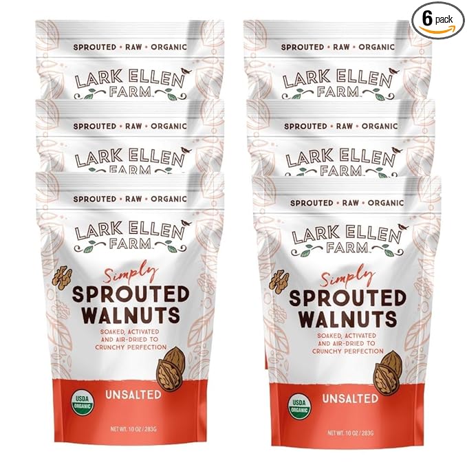 Lark Ellen Farm Organic Sprouted Walnuts ??Raw, Unsalted, Keto-Friendly, Healthy Vegan Snack