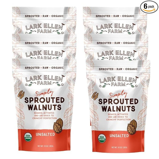Lark Ellen Farm Organic Sprouted Walnuts ??Raw, Unsalted, Keto-Friendly, Healthy Vegan Snack