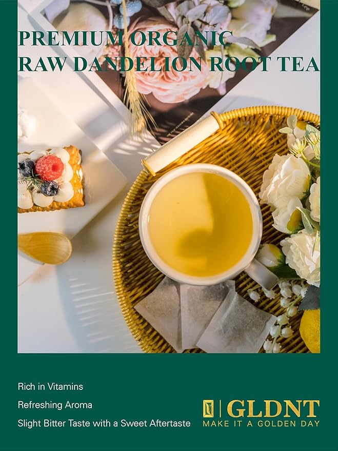 GLDNT Organic Dandelion Root Tea Bags, Premium Organic Raw Dandelion Root Tea, Smooth Taste