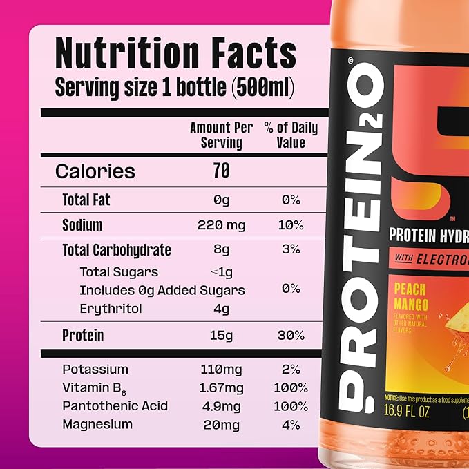 Protein2o Hydration Drink - 2-in-1 Liquid Clear Whey Protein Isolate and Electrolyte Drink - 15g