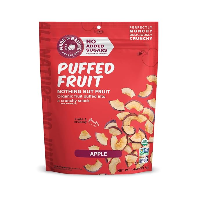 Made In Nature Organic Puffed Fruit, Apple, 1.4 Ounce Bag (Pack of 6) - Vegan Snack, Non-GMO