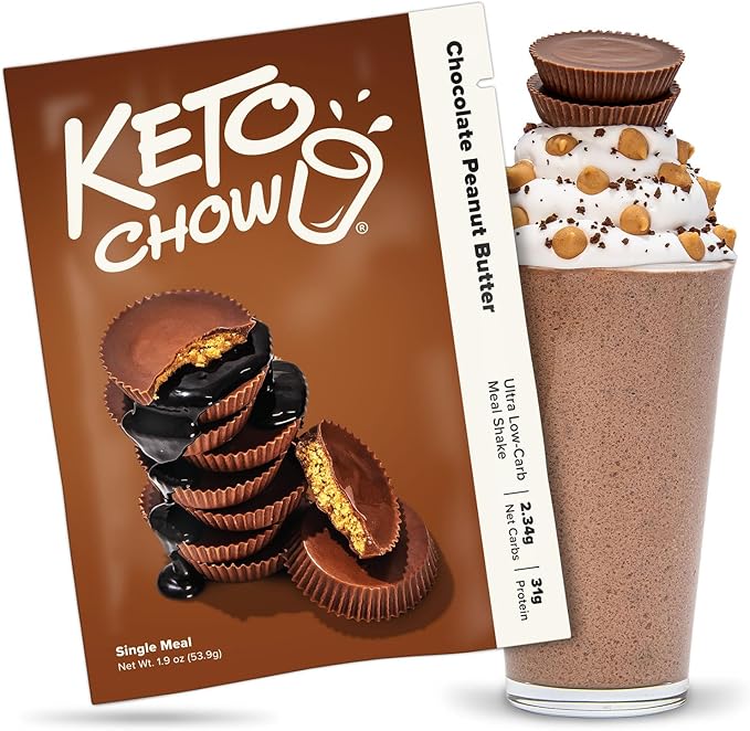 Keto Chow Chocolate Peanut Butter | Keto Meal Replacement Shake Powder | Nutritionally Complete |