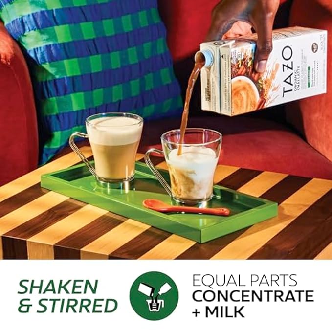 TAZO Organic Chai Latte Concentrate, Hot or Iced Black Tea, Easy-to-Serve, Everyday Lattes and
