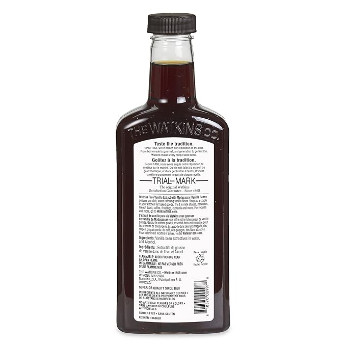 Watkins Pure Vanilla Extract, with Madagascar Vanilla Beans, Non-GMO, Kosher, 11 oz. Bottle, 1-Pack