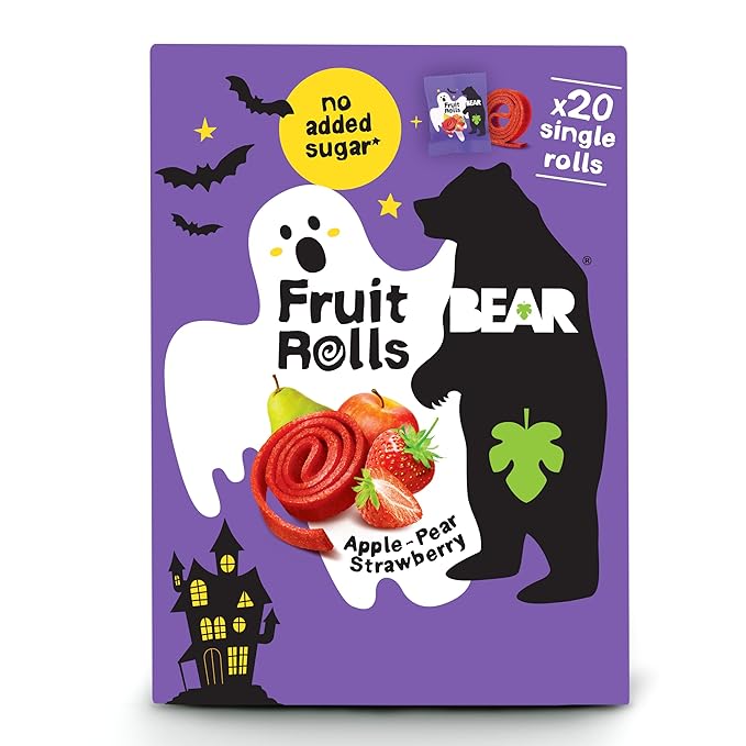BEAR Real Fruit Snack Rolls - Gluten Free, Vegan, and Non-GMO - Strawberry ??Halloween Pack - 20