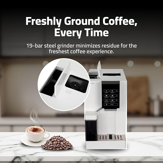 Epsilon Fully Automatic Coffee Machine, Modern One Touch Espresso Machine, Integrated Milk Frother