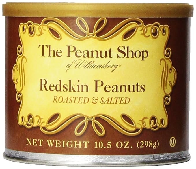 The Peanut Shop of Williamsburg Red Skinned Peanuts, Williamsburg Peanuts Gift Tin, Redskin Gift